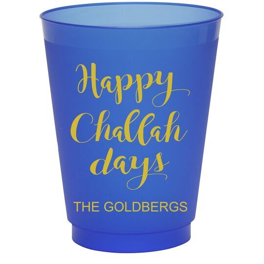 Happy Challah Days Colored Shatterproof Cups